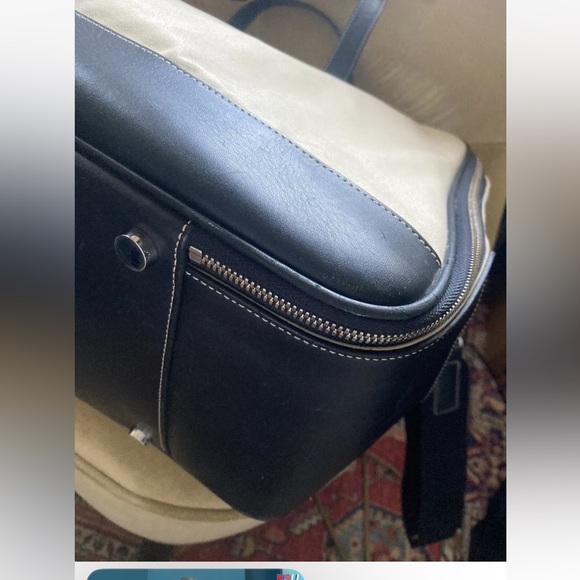 Coach Luggage Leather Detail Travel Duffle Bag Suitcase Travel Beige Brown - Picture 12 of 16